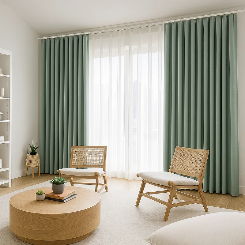 Living Room Layered Curtains